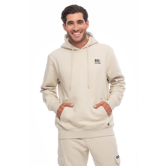 BE NATION LOGO HOODIE GREIGE-3J 06302302