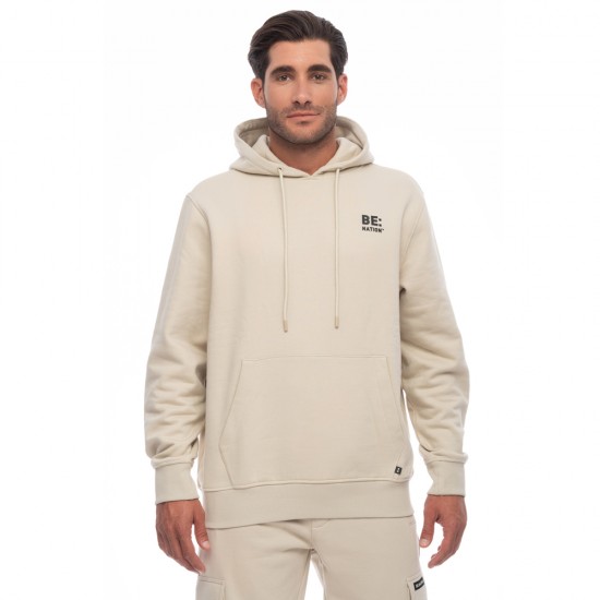 BE NATION LOGO HOODIE GREIGE-3J 06302302