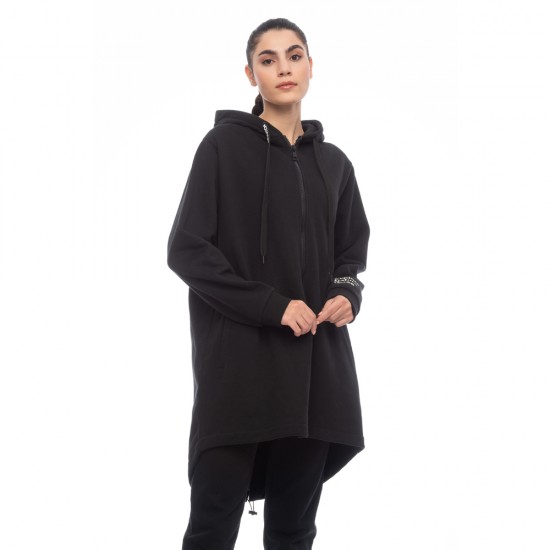 BE NATION NATUVERSE LONG FULL ZIP HOOD BLACK-01 07102302