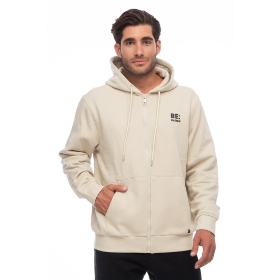 BE NATION LOGO FULL ZIP HOODIE GREIGE-3J 07302301