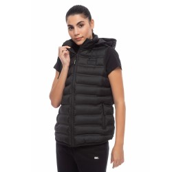 BE NATION PUFFER VEST WITH DETACHABLE HOOD BLACK-01 08102304