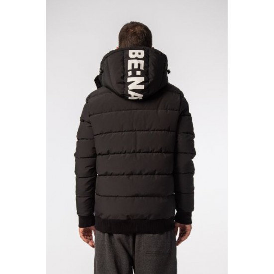 BE NATION BOMBER JACKET WITH DETACHABLE HOOD BLACK - 01 08302302