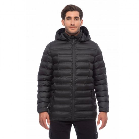 BE NATION PADDED JACKET WITH DETACHABLE HOOD BLACK-0108302305