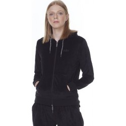 WOMEN VELOUR HOODIE JACKET BLACK