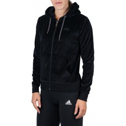 WOMEN VELOUR HOODIE JACKET BLACK