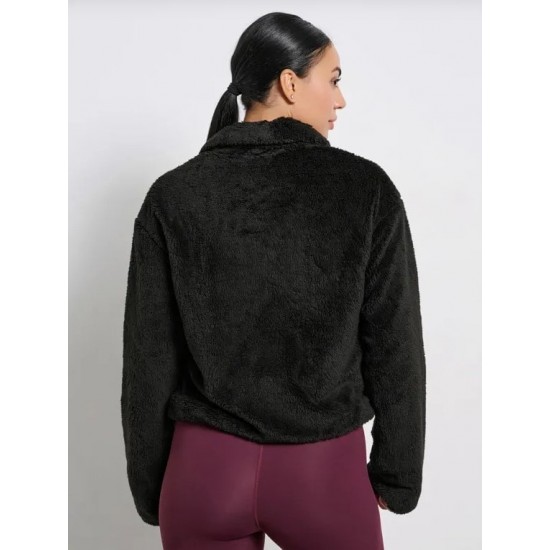 BodyTalk Γυναικεία Ζακέτα Fleece Κοντή με Φερμουάρ Μαύρη 1252-906229-00100