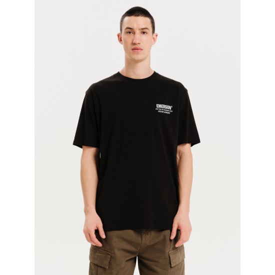 EMERSON "MORE WAVES LESS BEHAVES" ΑΝΔΡΙΚΟ ΚΟΝΤΟΜΑΝΙΚΟ T-SHIRT 251.EM33.29 BLACK