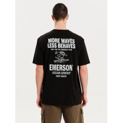 EMERSON "MORE WAVES LESS BEHAVES" ΑΝΔΡΙΚΟ ΚΟΝΤΟΜΑΝΙΚΟ T-SHIRT 251.EM33.29 BLACK