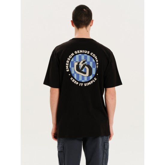 EMERSON GENIUS COMPANY KEEP IT SIMPLE ΑΝΔΡΙΚΟ ΚΟΝΤΟΜΑΝΙΚΟ T-SHIRT BLACK
