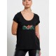 BodyTalk Γυναικείο T-shirt Μαύρο με Στάμπα 1231-901228